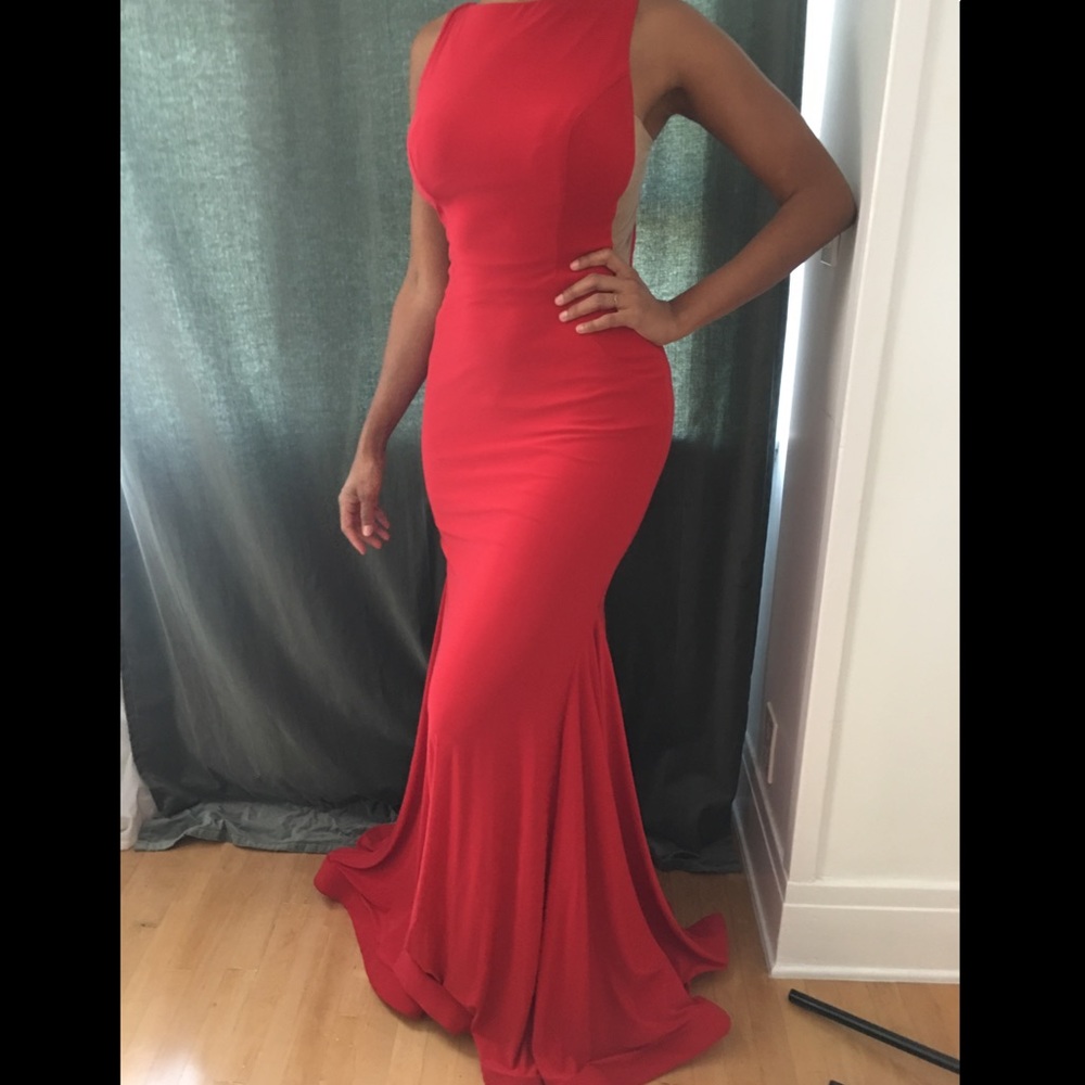 Red Dress with Mesh Sides